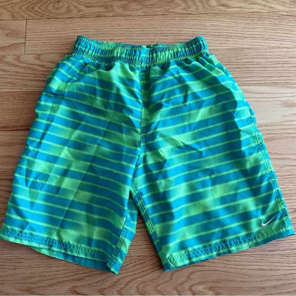 Nike swim trunks blue and light green size YL